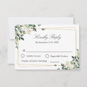 Botanical Eucalyptus Leaf Geometric Reply RSVP Card