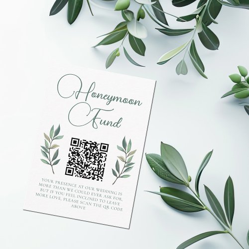 Botanical Eucalyptus Leaf Wedding Honeymoon Fund Enclosure Card