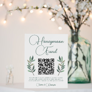 Botanical Eucalyptus Leaf Wedding Honeymoon Fund Foam Board