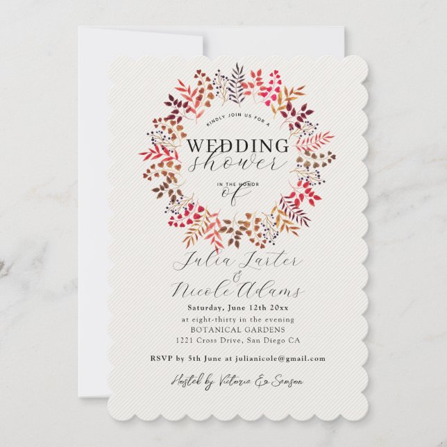 Botanical Eucalyptus Leaf Wreath Wedding Shower Invitation (Front)