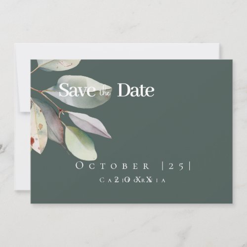  Botanical eucalyptus leaveFlat Save The Date Card