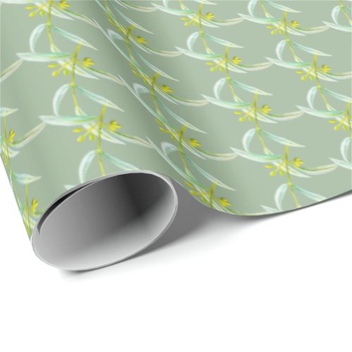 Botanical eucalyptus leaves watercolor art pattern wrapping paper