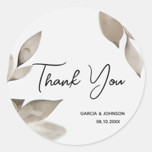 Botanical Eucalyptus Leaves Wedding Circle Classic Round Sticker
