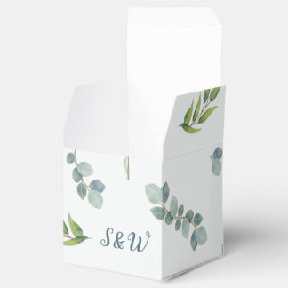 Botanical Eucalyptus Leaves Wedding Favor Box