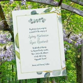 Botanical Eucalyptus Leaves Wedding Invitation