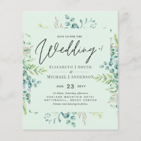 Botanical Eucalyptus Leaves Wedding Invites Budget