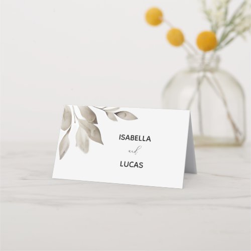 Botanical Eucalyptus Leaves Wedding  Place Card