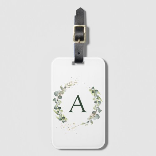 Botanical Eucalyptus Monogram Greenery Wedding Luggage Tag