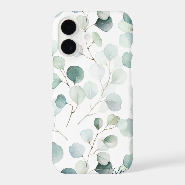 Botanical Eucalyptus Pattern Personalized Iphone Case (Back)