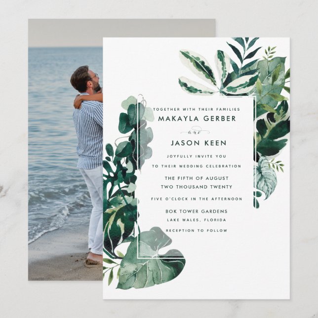 Botanical Eucalyptus Photo Wedding Invitation (Front/Back)