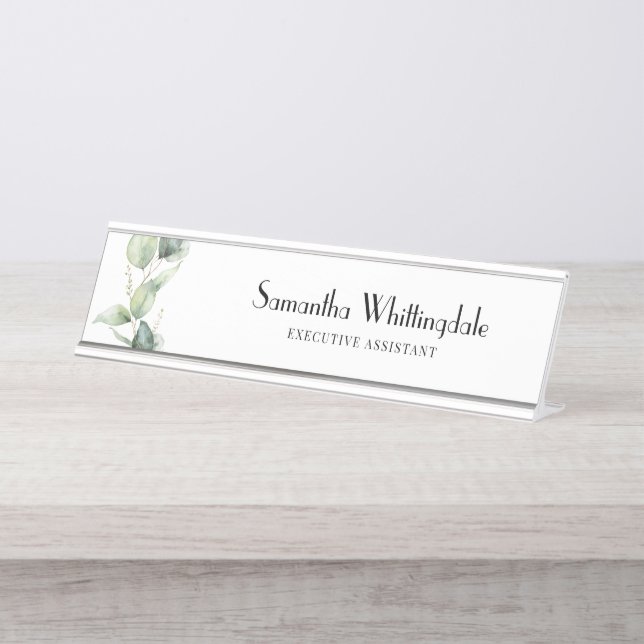 Botanical Eucalyptus Professional Office Manager Desk Name Plate (Front)