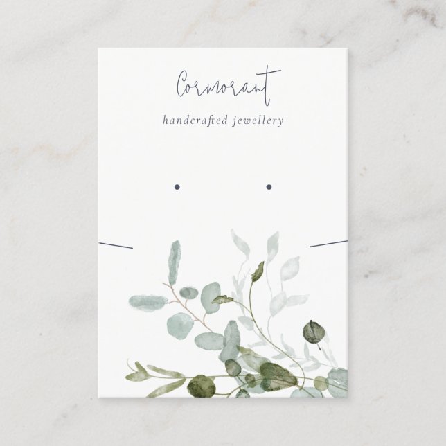 Botanical Eucalyptus Stud Earring Necklace Display Business Card (Front)