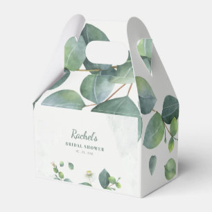 Botanical Eucalyptus Succulent Green Bridal Shower Favor Boxes