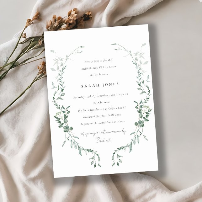 Botanical Eucalyptus Watercolor Bridal Shower Invitation (Creator Uploaded)