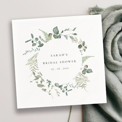 Botanical Eucalyptus Watercolor Bridal Shower Napkins