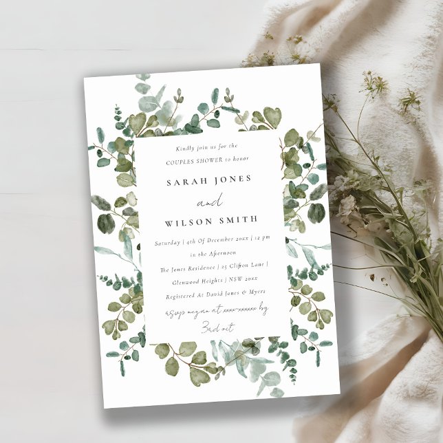 Botanical Eucalyptus Watercolor Couples Shower Invitation (Creator Uploaded)
