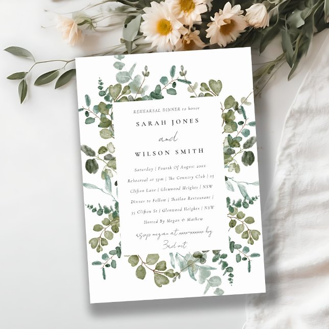 Botanical Eucalyptus Watercolor Rehearsal Dinner Invitation (Creator Uploaded)