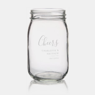 Botanical Eucalyptus Watercolor Wedding Mason Jar