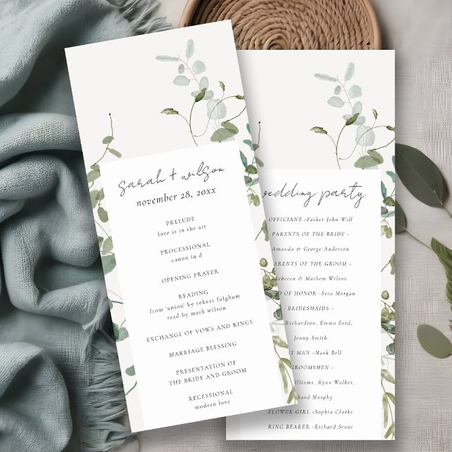 Botanical Eucalyptus Watercolor Wedding Program (Creator Uploaded)