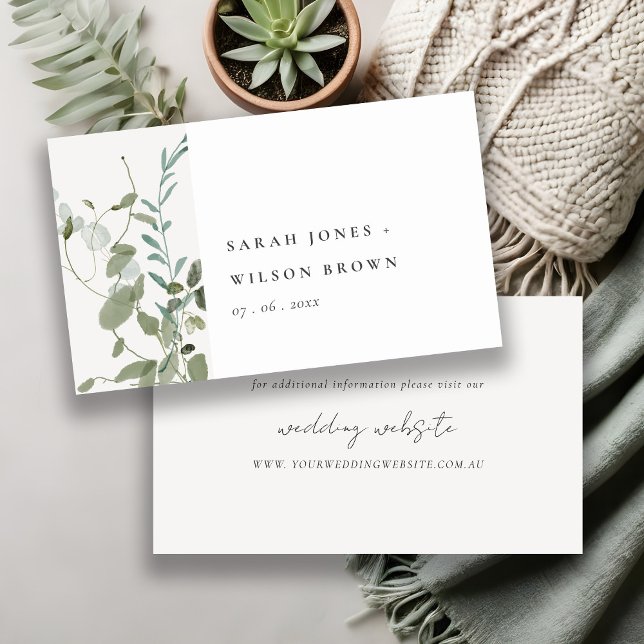 Botanical Eucalyptus Watercolor Wedding Website Enclosure Card (Creator Uploaded)