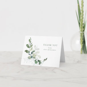 Botanical Eucalyptus Wedding Couple Names Folded Letterpress Thank You Card