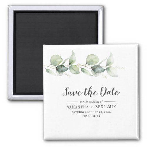 Botanical Eucalyptus Wedding Save the Date Magnet