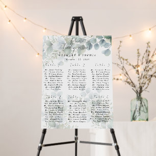 Botanical Eucalyptus Wedding Seating Chart Display Foam Board