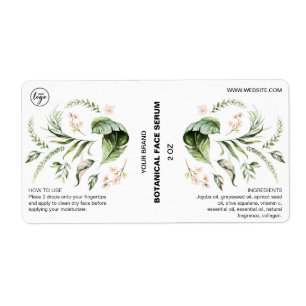 Botanical Face Serum Bottle Dropper Label