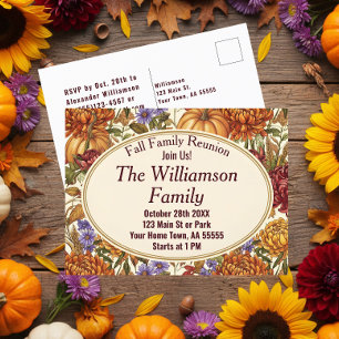 Botanical Fall Floral Reunion Postcard