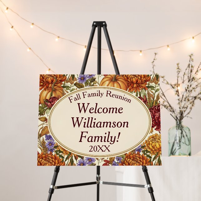 Botanical Fall Floral Reunion Welcome Sign (In Situ (Stand))