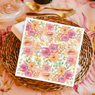 Botanical Fall Floral Watercolor Wedding Shower Napkins