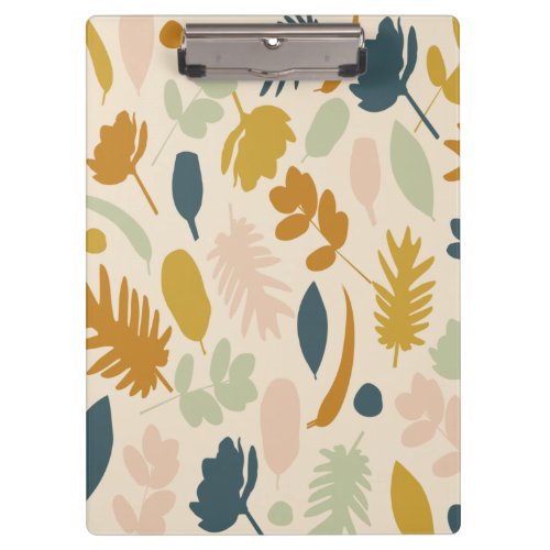 Botanical Fall Flowers and Leaves Pattern Clipboard