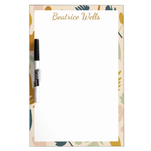 Botanical Fall Flowers and Leaves Pattern Dry Erase Board