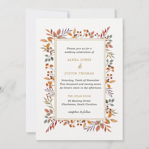 Botanical Fall Foliage Wedding  Invitation