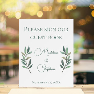 Botanical Fall Wedding Guest Book Foam Board Sign
