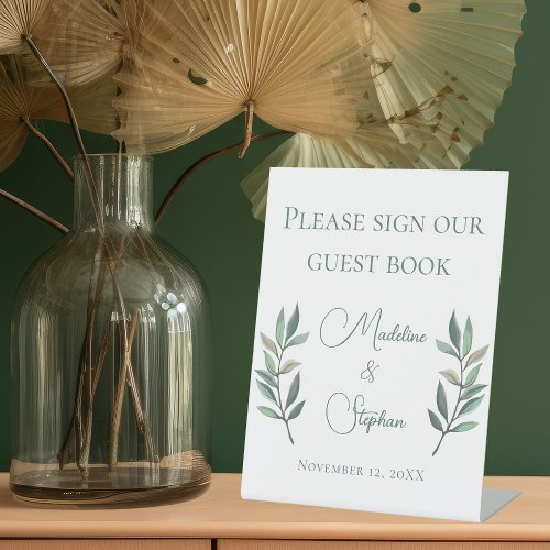 Botanical Fall Wedding Guest Book Pedestal Sign