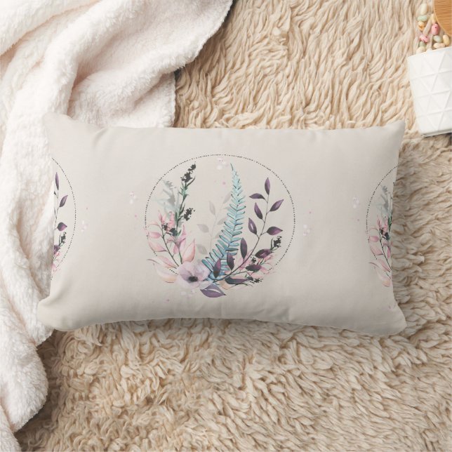 Botanical Fantasy on Cream Lumbar Pillow (Blanket)
