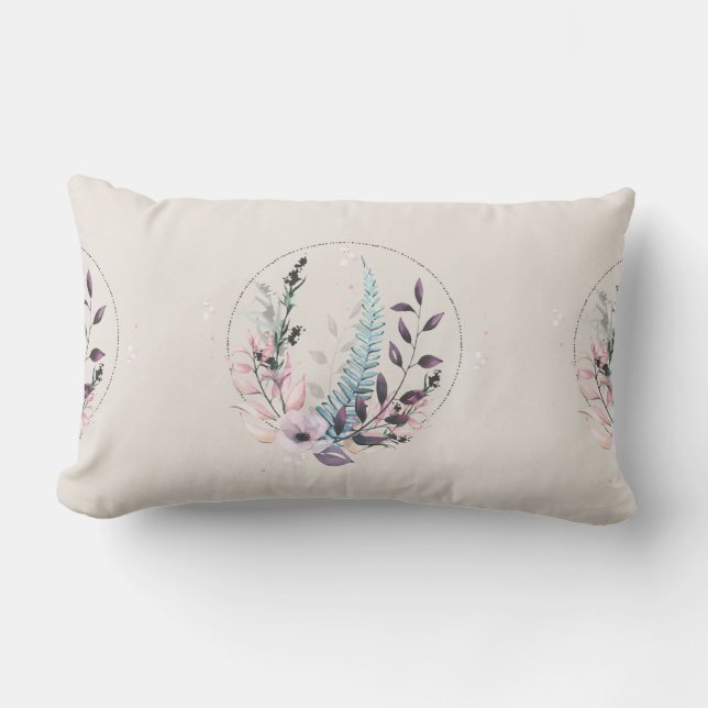 Botanical Fantasy on Cream Lumbar Pillow (Front)