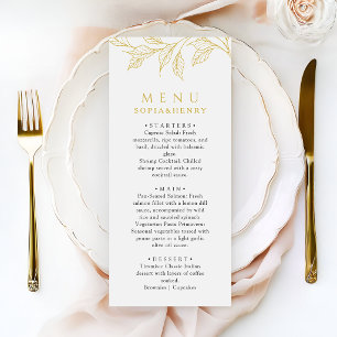 Botanical Faux Gold Elegant Wedding Menu