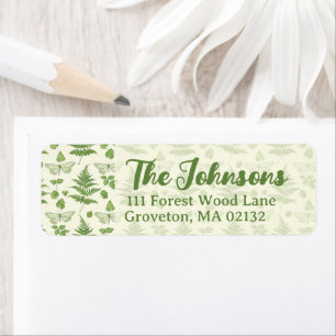 Botanical Fern Design Green Yellow   Label