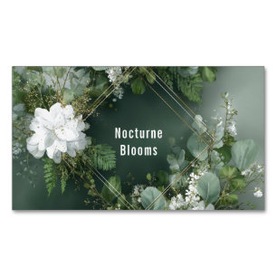 Botanical Fern Eucalyptus Diamond Gold Frame Business Card Magnet