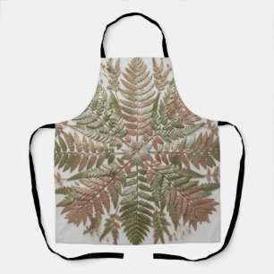Botanical Fern Green Copper Pressed Leaves Apron