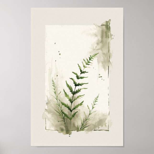 Botanical Fern Leaf Elegant  Poster (Front)