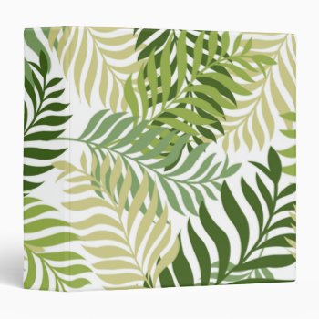 Botanical Fern Leaves Pattern On White 3 Ring Binder by timelesscreations at Zazzle
