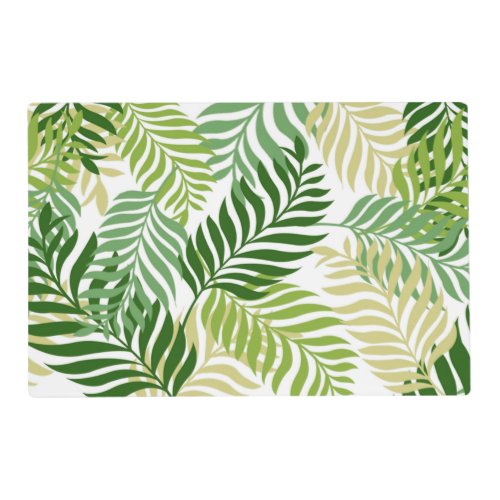 Botanical Fern Leaves Pattern on White Placemat