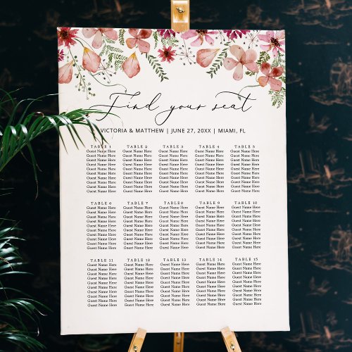 Botanical Find Your Seat Wedding Seating Chart  Foam Board