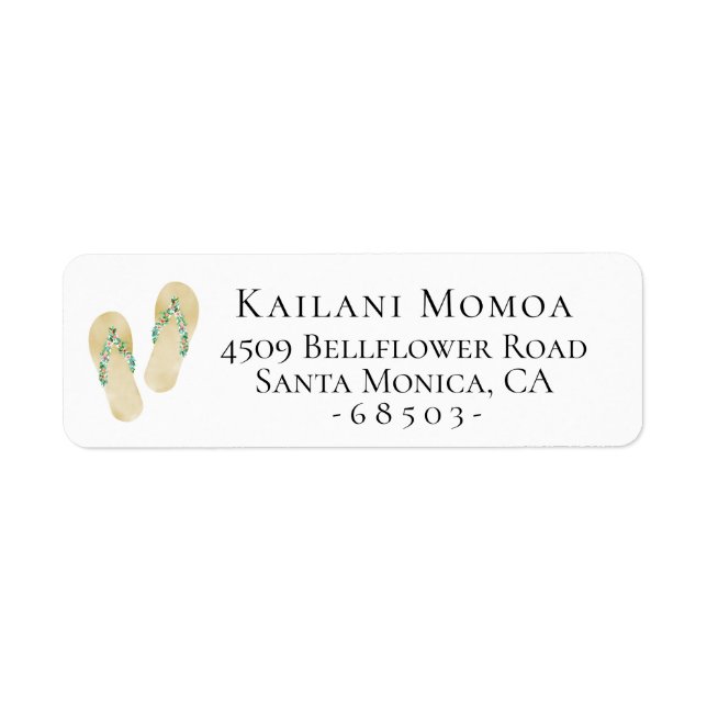Botanical Flip Flops Return Address Label (Front)