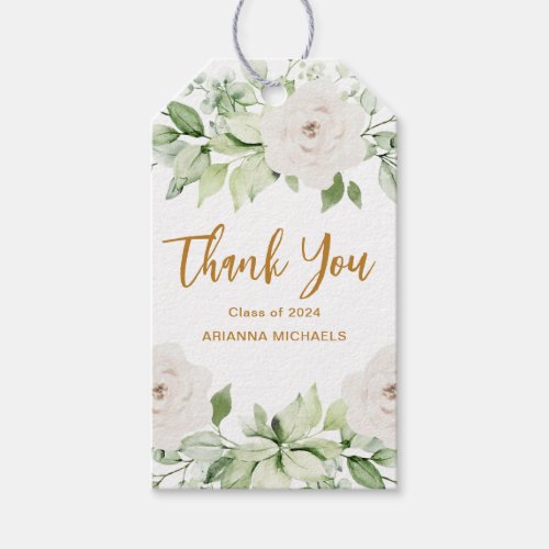 Botanical Floral 2024 Graduation Thank You Script Gift Tags