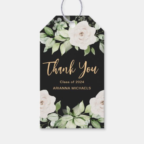 Botanical Floral 2024 Graduation Thank You Script Gift Tags