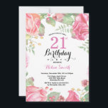 Botanical Floral 21st Birthday Invitation<br><div class="desc">Botanical Floral 21st Birthday Invitation. Floral Pink Peonies Birthday Invitation for Women. Watercolor Floral Flower. Elegant Pink Rose and Peony Flowers. Adult Birthday. White Background. Black and White. 13th 15th 16th 18th 20th 21st 30th 40th 50th 60th 70th 80th 90th 100th, Any Ages. For further customization, please click the "Customize...</div>